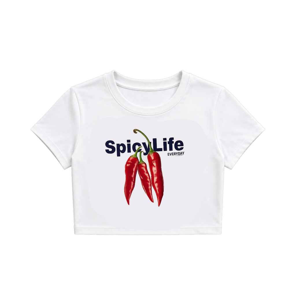 Spicy Life Crop Top for Women | Aesthetic Chili Graphic T-Shirt