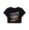 Retro Speedway Racing Crop Top - Black Graphic Tee