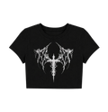 Cyber Goth Barbed Cross Crop Top - Black Grunge Graphic Tee