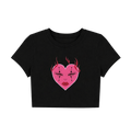 Gothic Skeleton Ribcage Heart Crop Top - Black Grunge Baby Tee