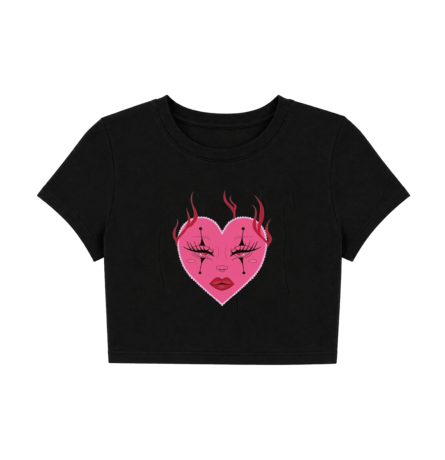 Gothic Skeleton Ribcage Heart Crop Top - Black Grunge Baby Tee
