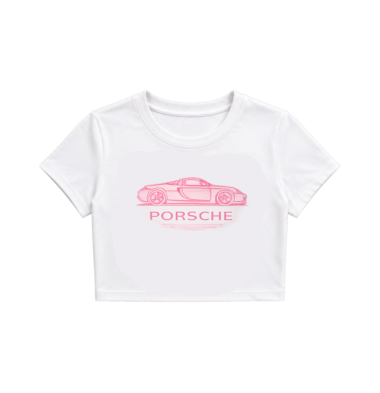 Pink Sports Car Graphic Baby Tee for Women | Y2K Aesthetic Oversized T-Shirt