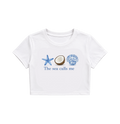 The Sea Calls Me Women's Oversized baby tee| Soft Cotton Casual Graphic Tee