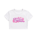 Cotton Candy Graphic Women's Crop Top | Y2K Aesthetic White Baby Tee
