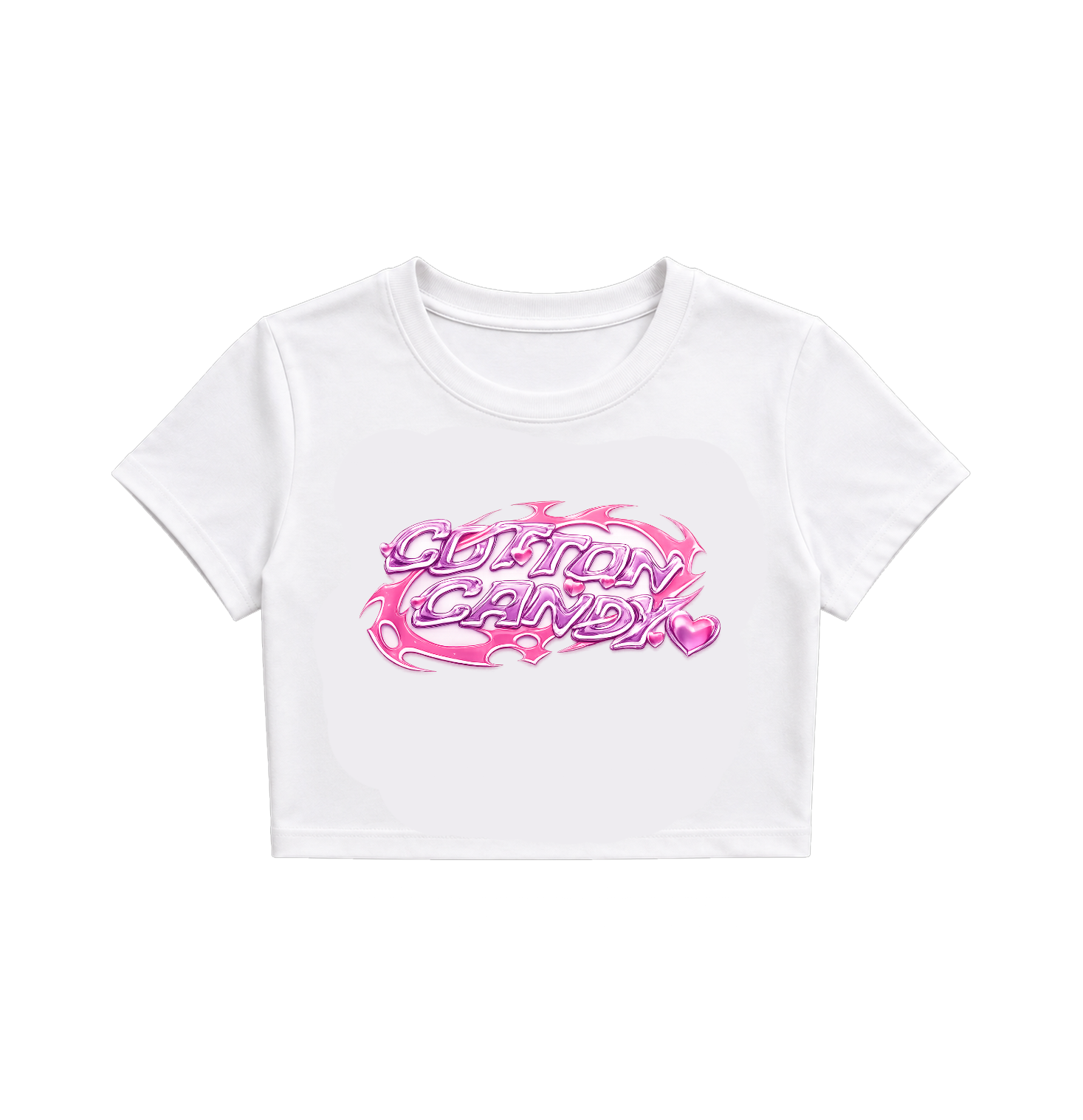 Cotton Candy Graphic Women's Crop Top | Y2K Aesthetic White Baby Tee