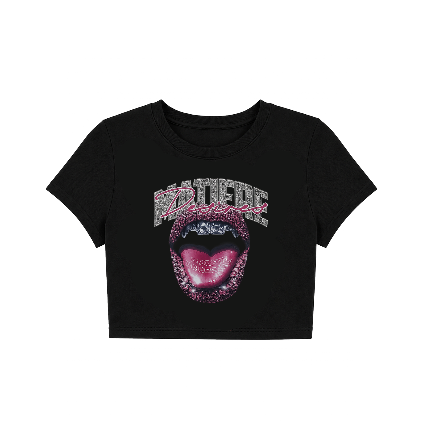 Desire Graphic Women's Crop Top | Y2K Glam Aesthetic Black Baby Tee