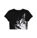 Hypnotic Cat Graphic Women's Crop Top | Gothic Aesthetic Black Baby Tee