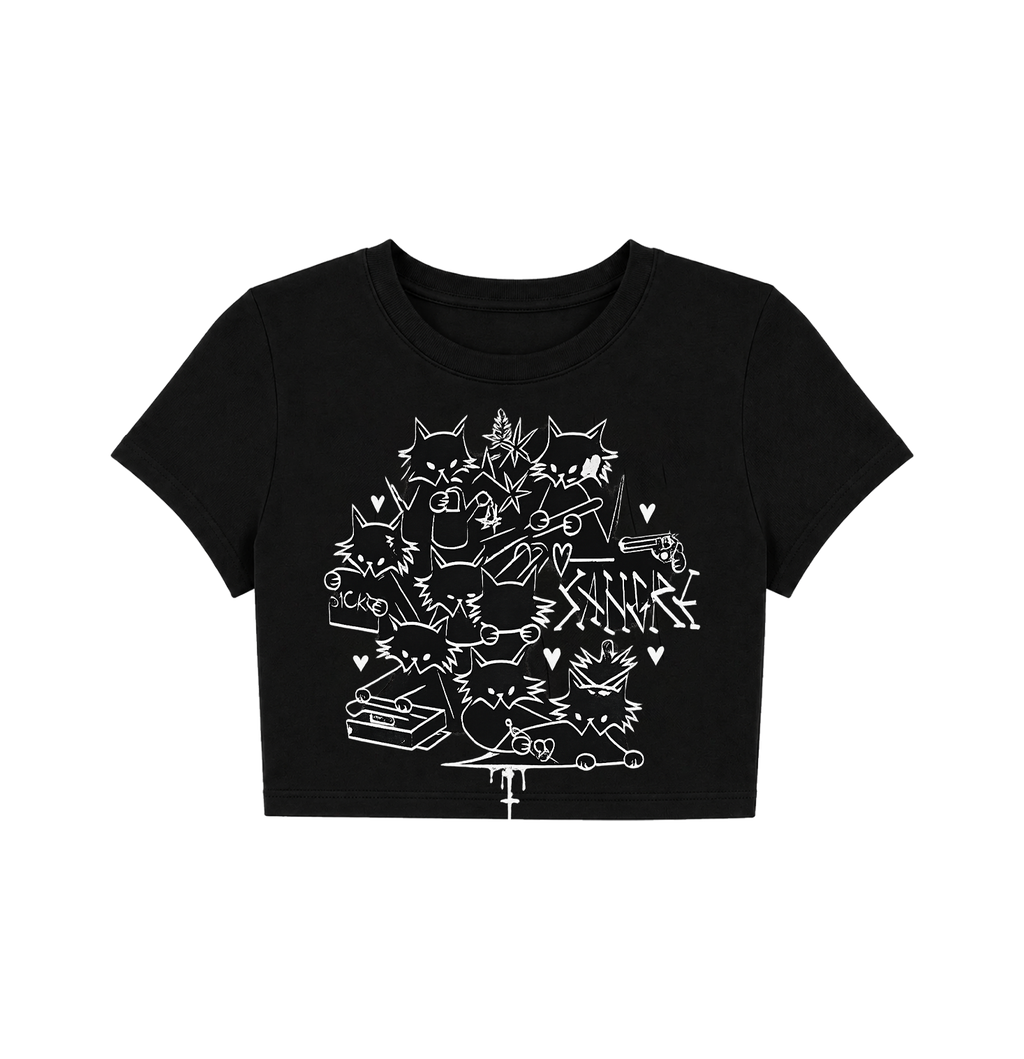 Y2K Beach Dolphin Crop Top - White Summer Graphic Baby Tee
