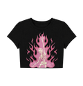 Y2K Pastel Goth Dancing Flame Skeleton Crop Top - Black Graphic Baby Tee
