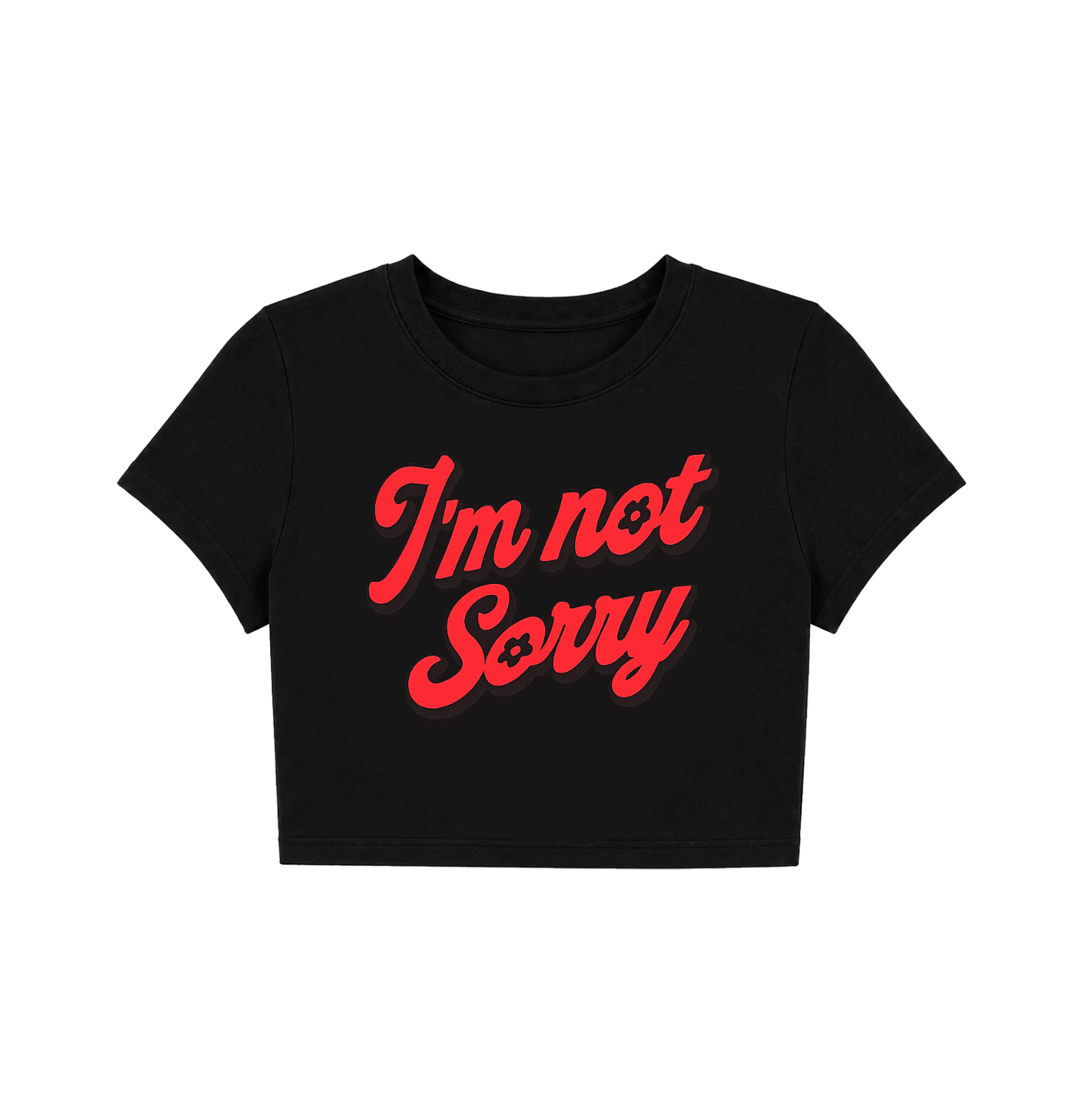 I’m Not Sorry Printed Black Crop Top for Women | Trendy Y2K Graphic Crop Tee