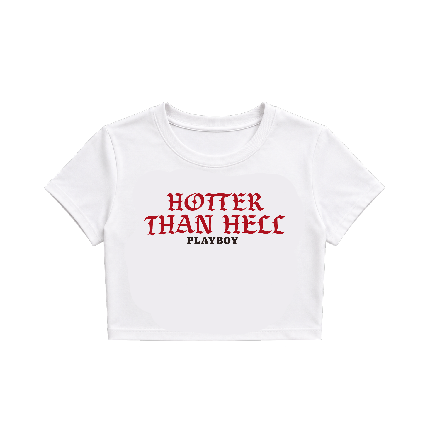 Hoterr Than Hell Printed White Crop Top for Women | Trendy Y2K Graphic Crop Tee