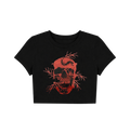 Y2K Lightning Skull Crop Top - Black & Red Graphic Tee