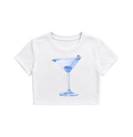 White Wine Glass Printed Crop Top for Women