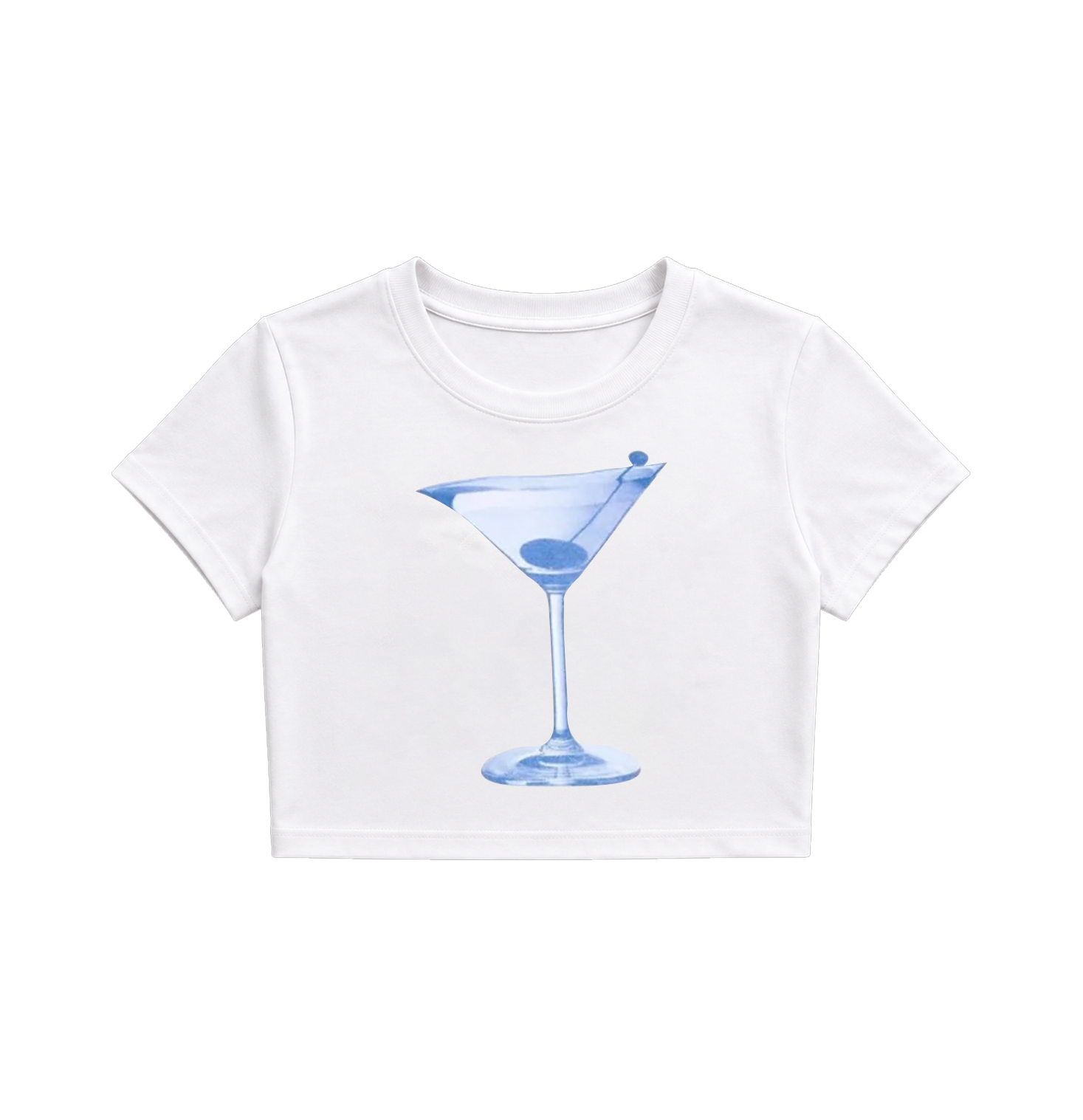 White Wine Glass Printed Crop Top for Women