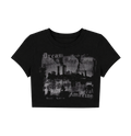 Y2K Vintage City Skyline Crop Top - Black Grunge Graphic Tee