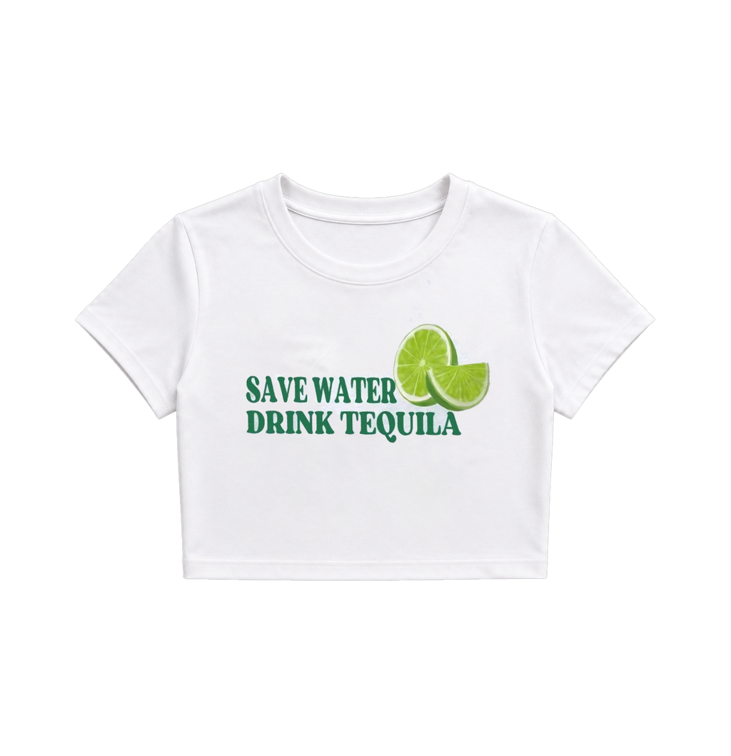 Save Water Drink Tequila Graphic Crop Top for Women