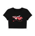 Sugar and Spice Angel Devil Heart Crop Top - Black Graphic Tee