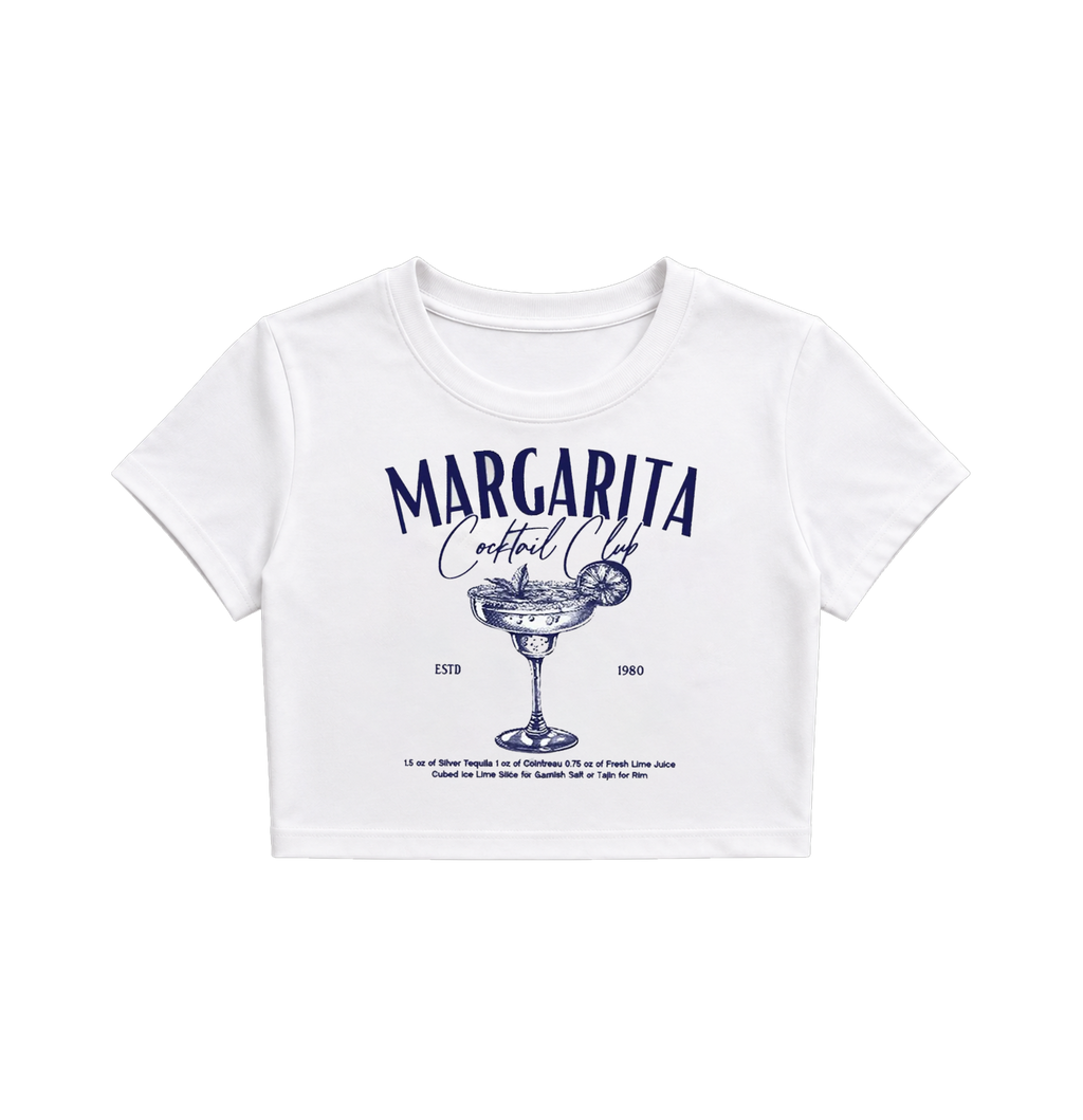 Margarita Cocktail Club Women's Crop Top | Aesthetic Summer Graphic Baby Tee