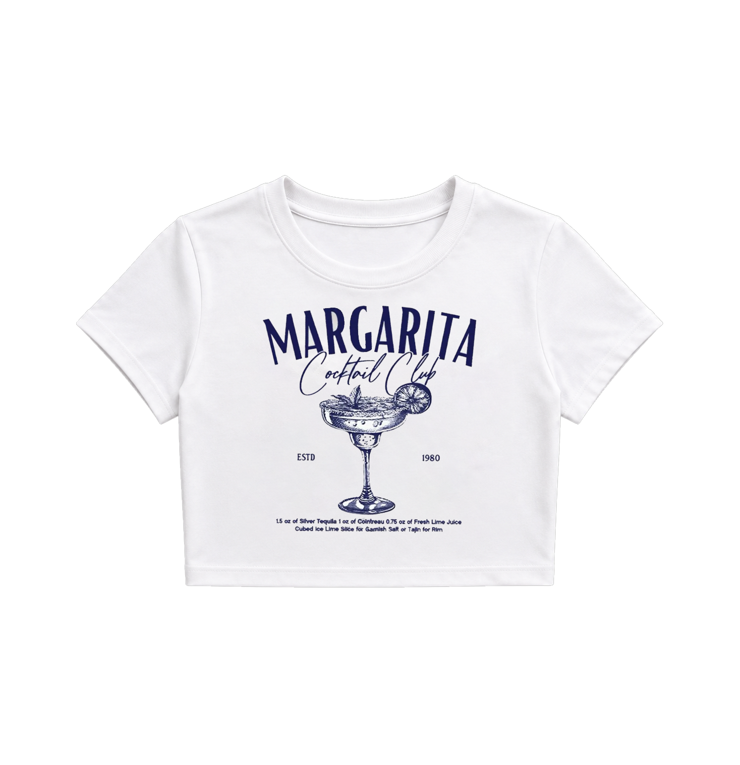 Margarita Cocktail Club Women's Crop Top | Aesthetic Summer Graphic Baby Tee
