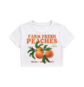 Farm Fresh Peaches Graphic Baby Tee | Vintage Fruit Aesthetic Crop Top*