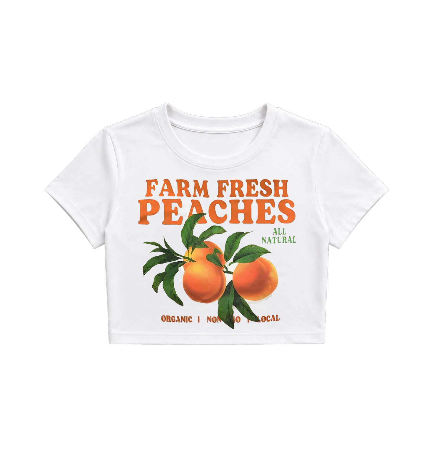 Farm Fresh Peaches Graphic Baby Tee | Vintage Fruit Aesthetic Crop Top*
