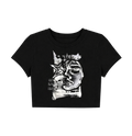 Abstract Grunge Star Face Crop Top - Black Y2K Indie Graphic Baby Tee
