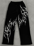 "Tribal Ink" Gothic Graphic Oversized Black Sweatpants
