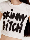 Skinny Bitch Women's Crop Top | Trendy Graphic Printed Baby Tee