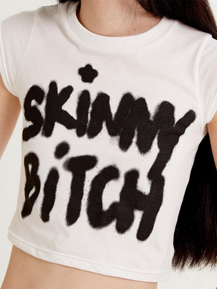 Skinny Bitch Women's Crop Top | Trendy Graphic Printed Baby Tee