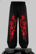 "Red Eye" Gothic Graphic Oversized Black Sweatpants