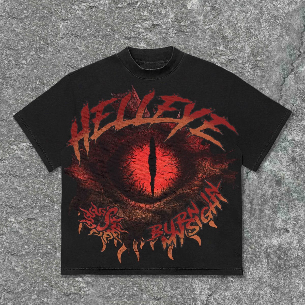 "HELLEYE" Graphic Tee | Red Eye Motif Urban Streetwear