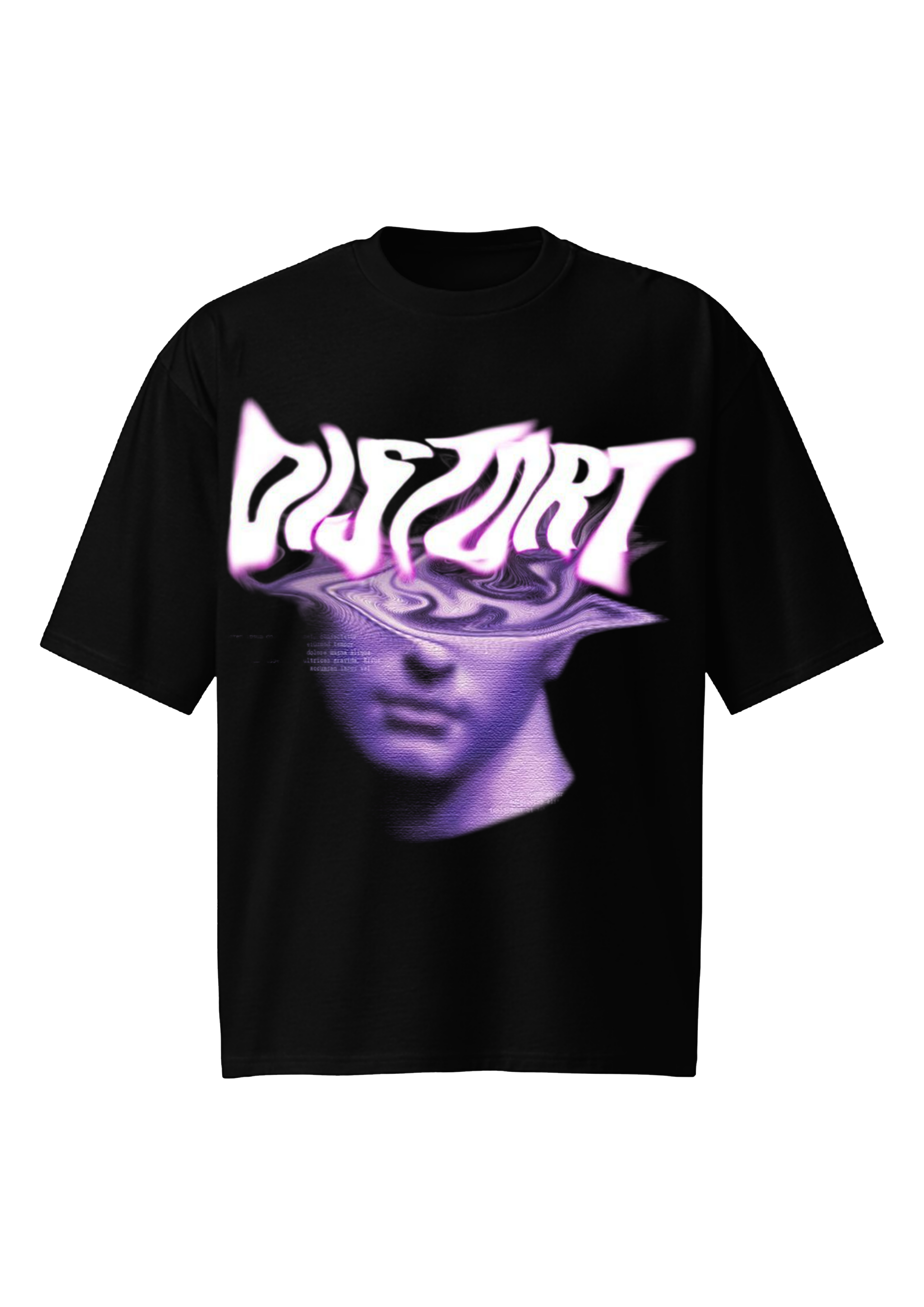 Distort Greek Statue Purple Oversized Tee - Vaporwave Grunge Shirt