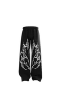 Tribal Flame Graphic Print Black Joggers | Streetwear