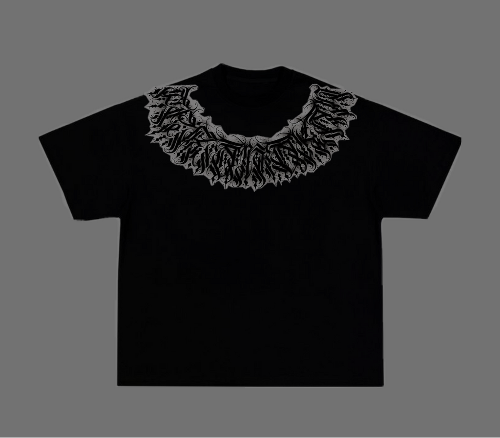 Gothic Praying Nun Chicano Calligraphy Tee – Black Oversized Streetwear T-Shirt