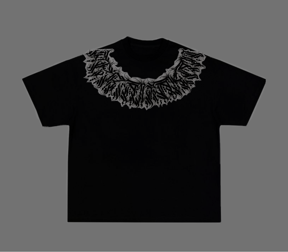 Gothic Praying Nun Chicano Calligraphy Tee – Black Oversized Streetwear T-Shirt