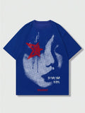 Put Away Your Tears Blue Oversized Graphic Tee - Y2K Grunge Shirt