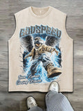 "Godspeed: Born Human Chasing Heaven" Graphic Sleeveless Shirt | Urban Streetwear