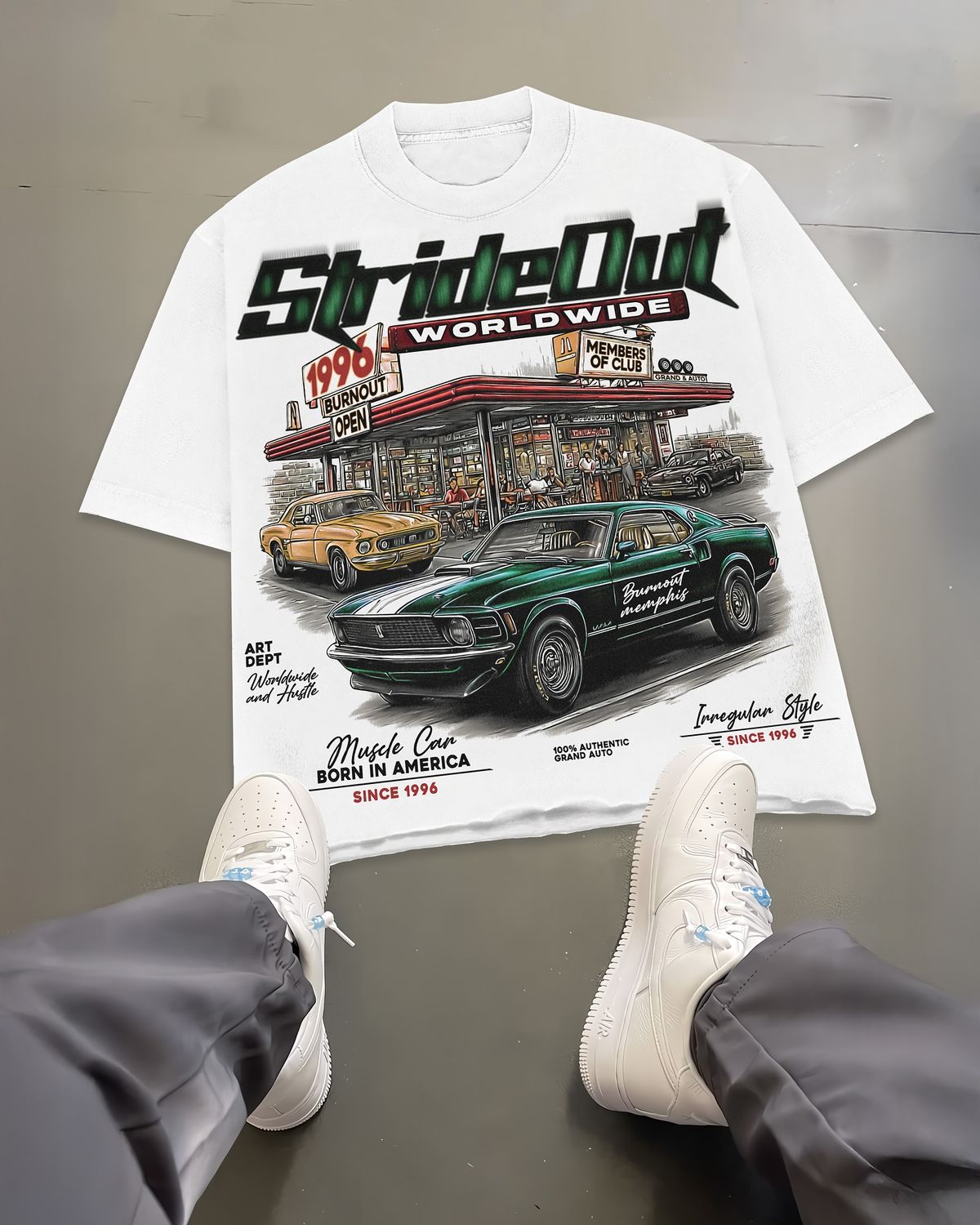 StrideOut: Vintage Muscle Car Graphic T-Shirt