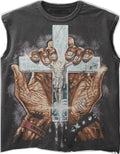 Saint Sinners Crown of Thorns Studded Muscle Tee – Black