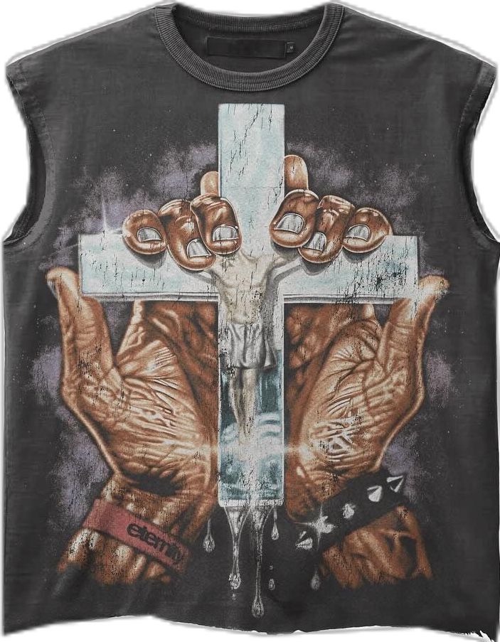 Saint Sinners Crown of Thorns Studded Muscle Tee – Black