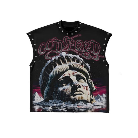 Rosemary Godspeed Liberty Graphic Muscle Tee