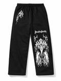 "Breather Divinity" Gothic Graphic Oversized Black Sweatpants