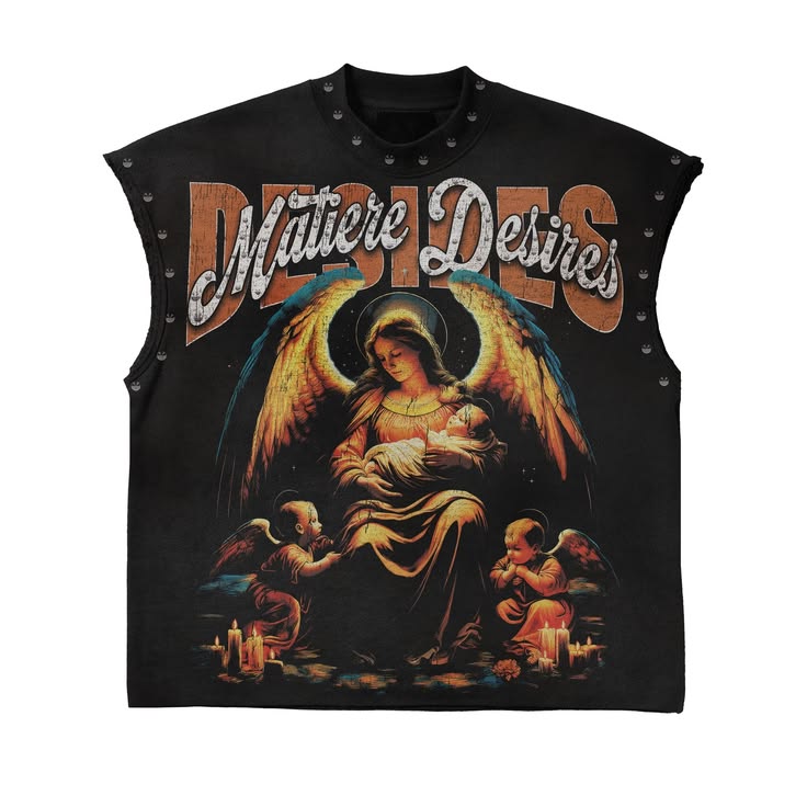 "Matiere Desires" Angel Graphic Sleeveless Shirt | Urban Streetwear