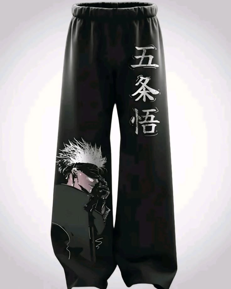 Anime Character Graphic Print Black Joggers | Streetwear