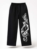 Crowned Skeleton Graphic Print Black Joggers | Streetwear