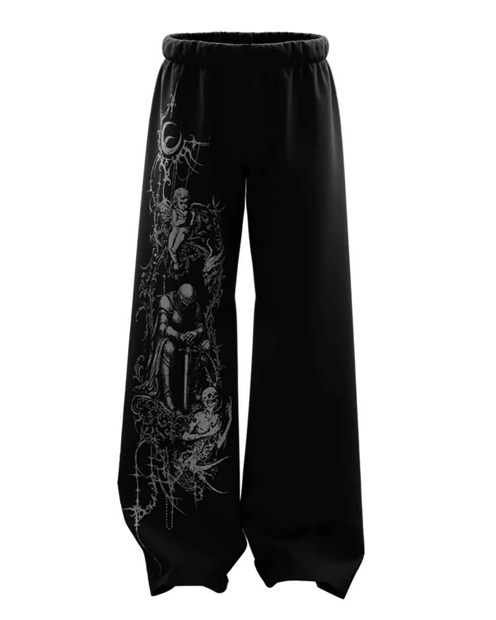 Dark Medieval Graphic Print Black Baggy Joggers | Streetwear