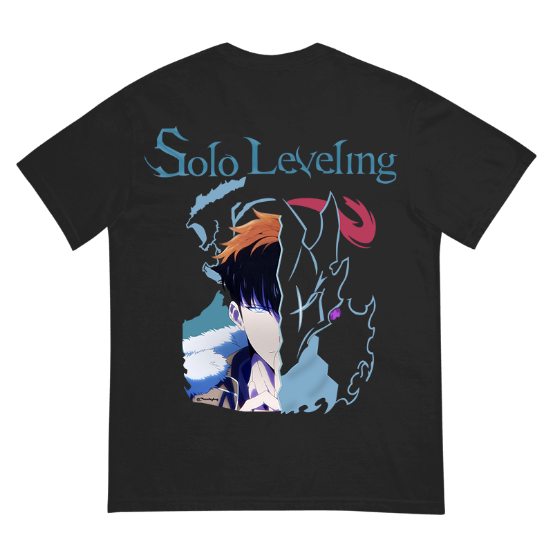 Solo Leveling "Shadow Monarch Split" Back Graphic T-Shirt - Black