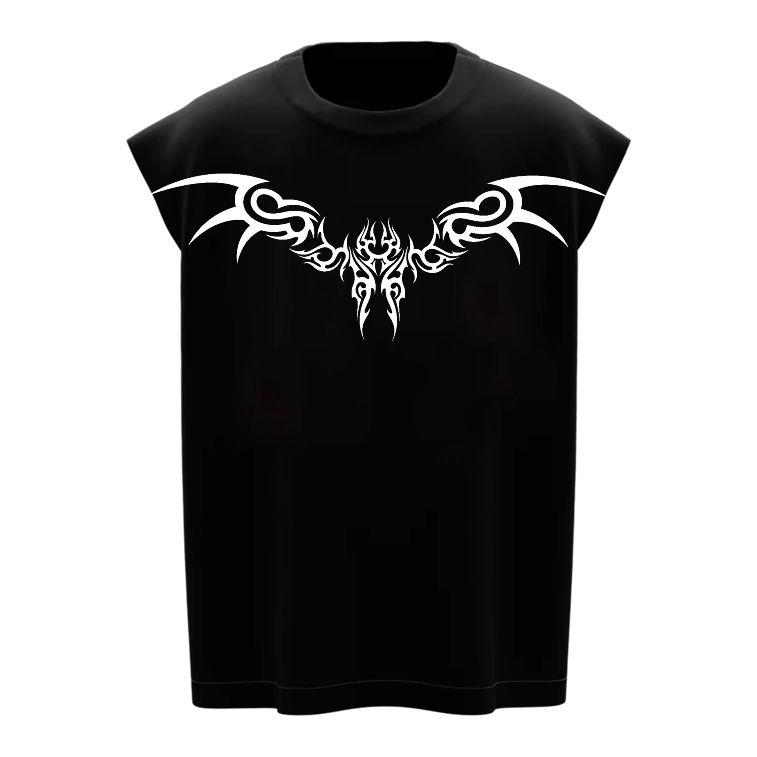 "Tribal Wing" Graphic Muscle Tee - Black