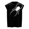 "Arachnid" Oversized Spider Graphic Muscle Tee - Black