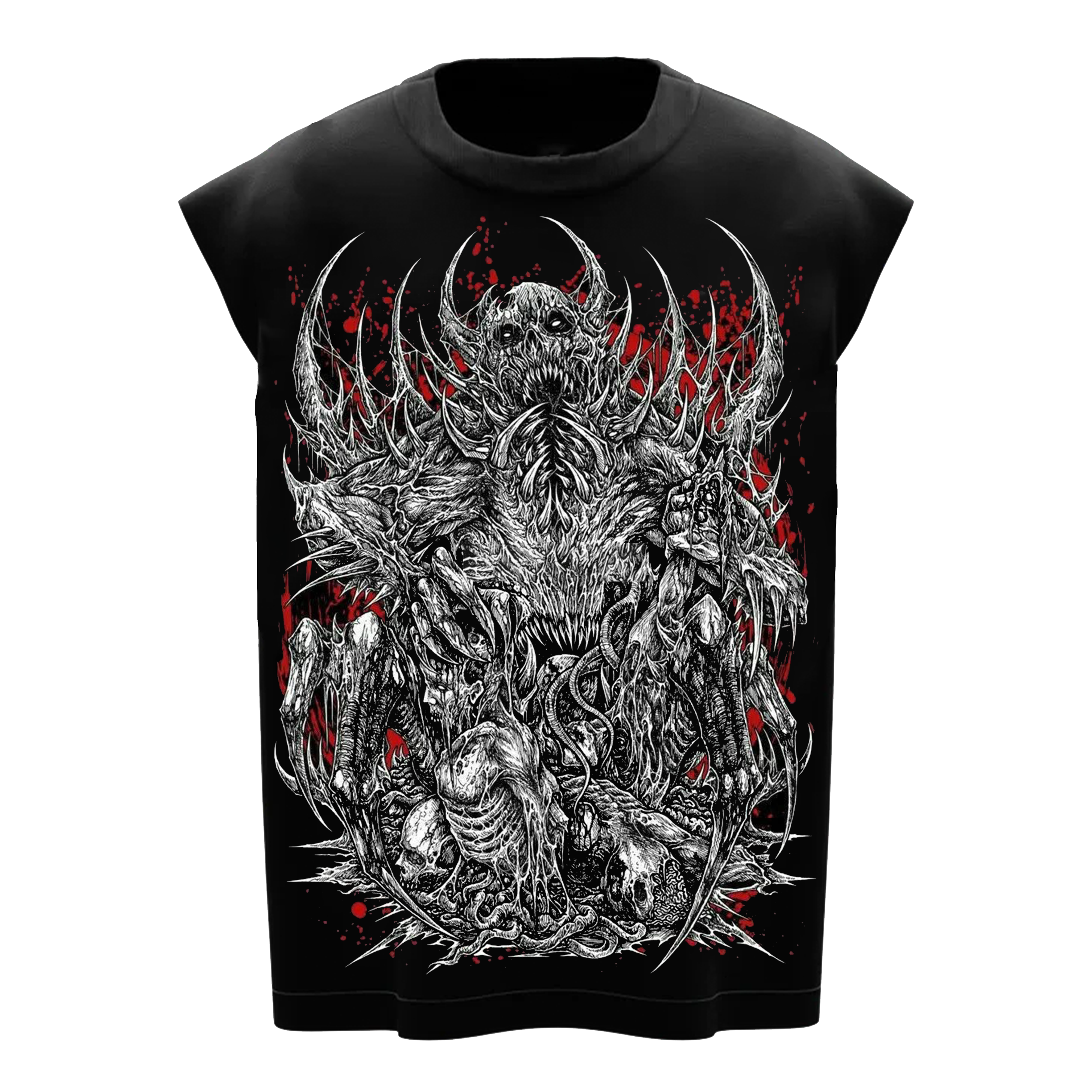 Infernal Demon Graphic Sleeveless T-Shirt – Gothic Metal Oversized Muscle Tee